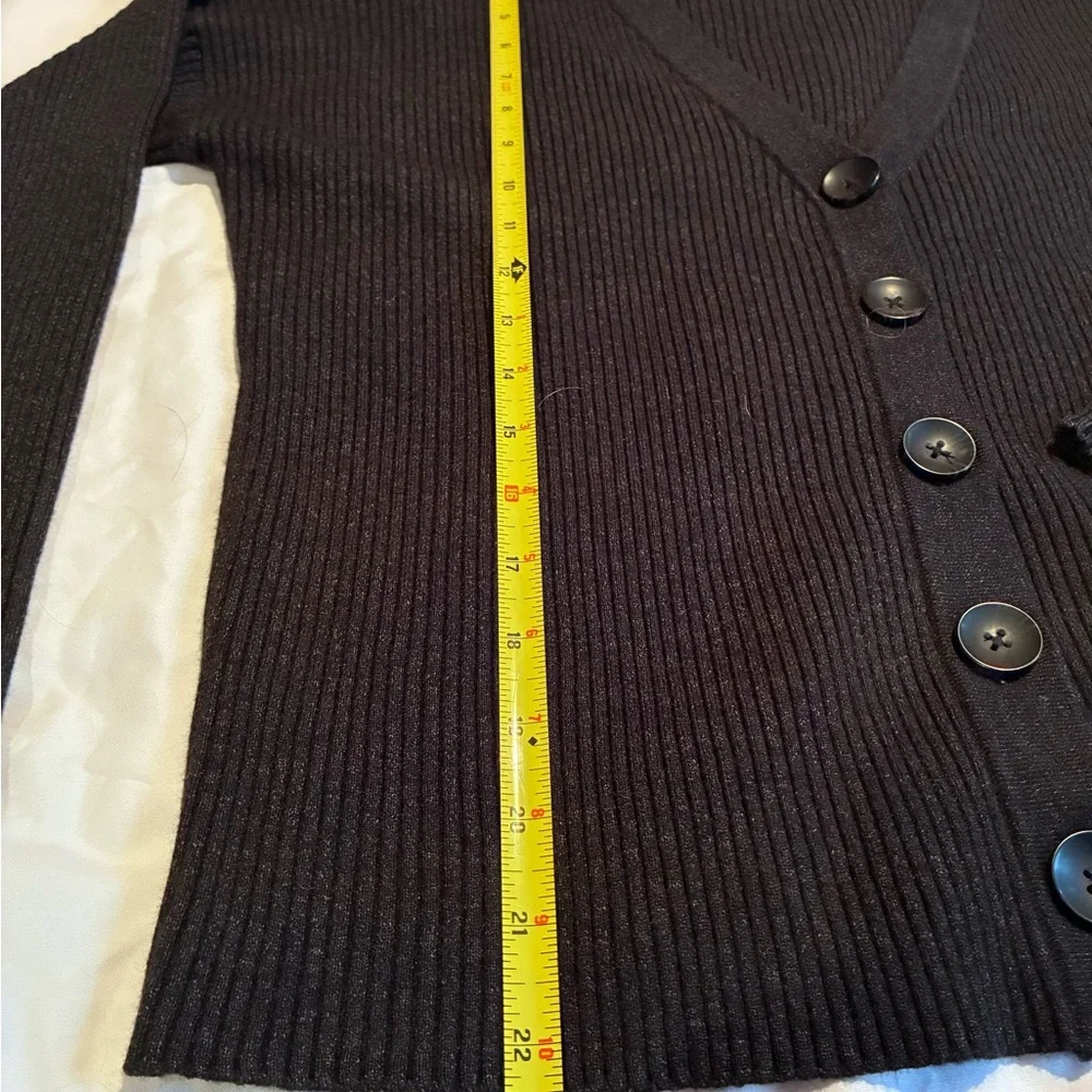 Rachel Zoe Women’s Black Ribbed Button Close Cardigan, Size S
